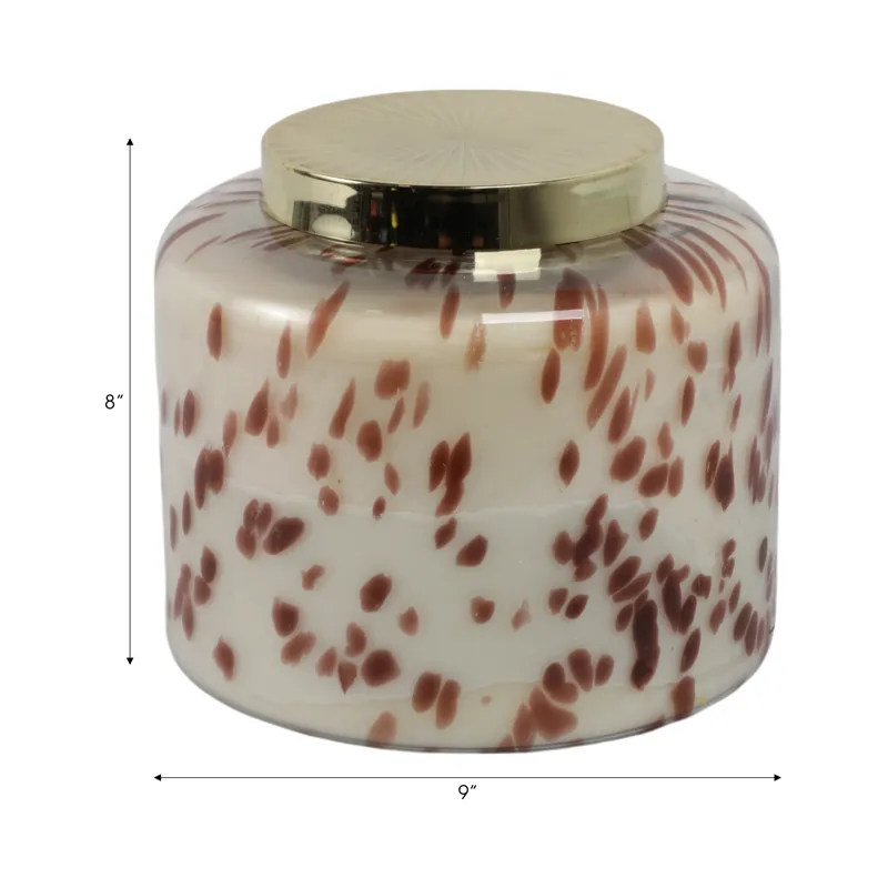 9\" 180 Oz Cinnamon Speckle Lidded Candle, Brown/go