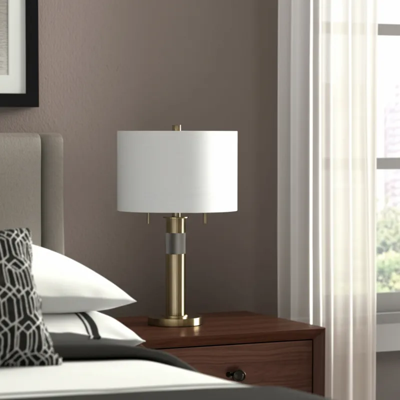 27x15\" Metal Lamp With 2 Pulls, Gold