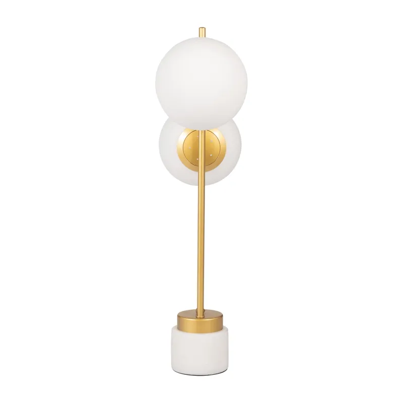 Glass/brass 23\" Double Diffuser Table Lamp, Gold