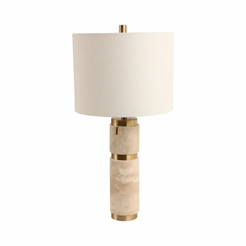 26x13\" Travertine Lamp With 2 Pulls, Tan