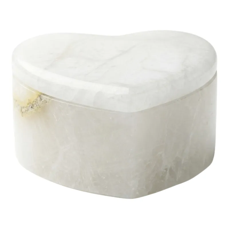 3" Heart Shaped Box, Alabaster