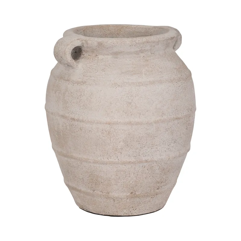 Terracotta, 16\" Mini Handle Jug Vase, Ivory