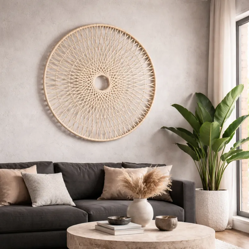 Ec Wicker, 36", Round Wall Accent, Natural
