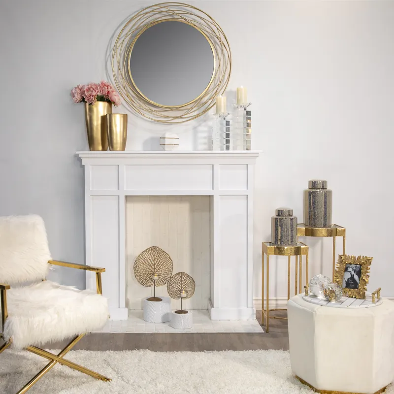 Marble 6" Octagon Orb W/ Inlay, White