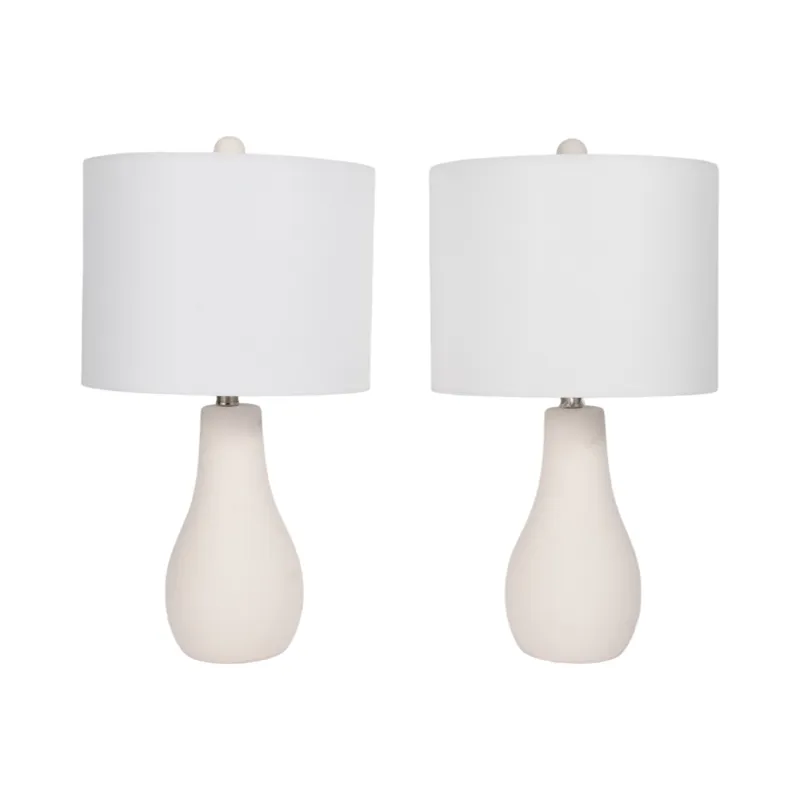 S/2 Ceramic 24\" Table Lamp, White