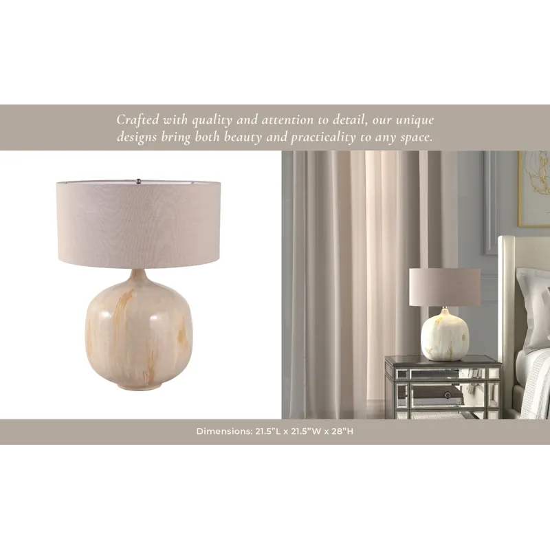 28x22\" Metal Base Table Lamp, Ivory