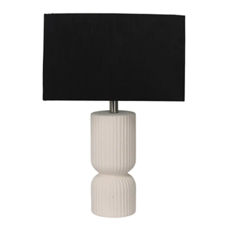 22\" Fluted Cylinder Table Lamp, White/black