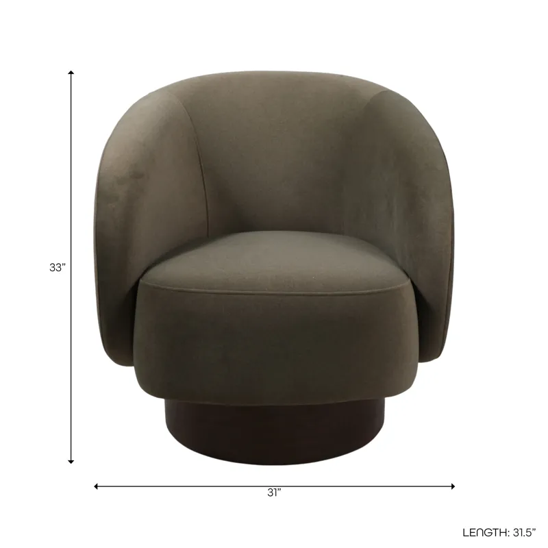 32x31"  Swivel Accent Chair, Green/brown