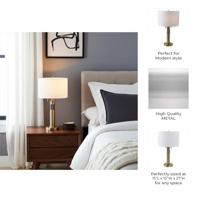 27x15\" Metal Lamp With 2 Pulls, Gold