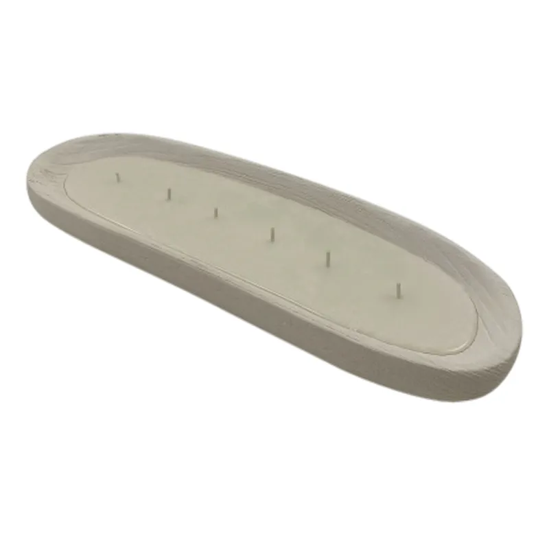 Wood, 18"  Scented Candle Tray, White Wash 19oz