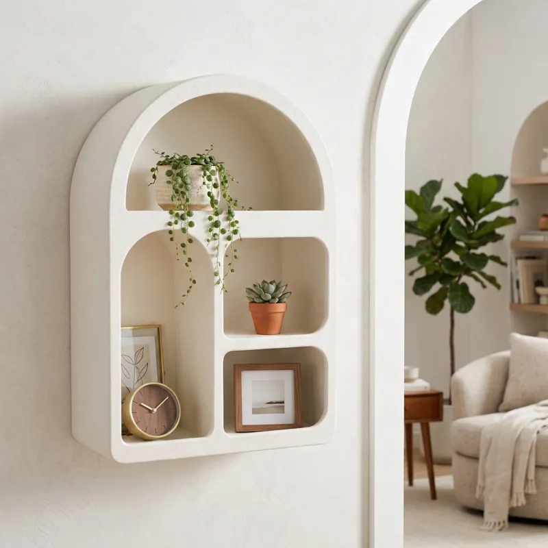 Ec 24\" Arch Rough Finish Wall Shelf, White