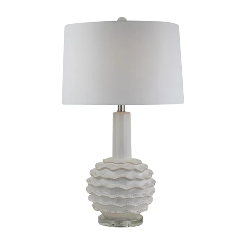27\" Ruffles Table Lamp Crystal Base, White