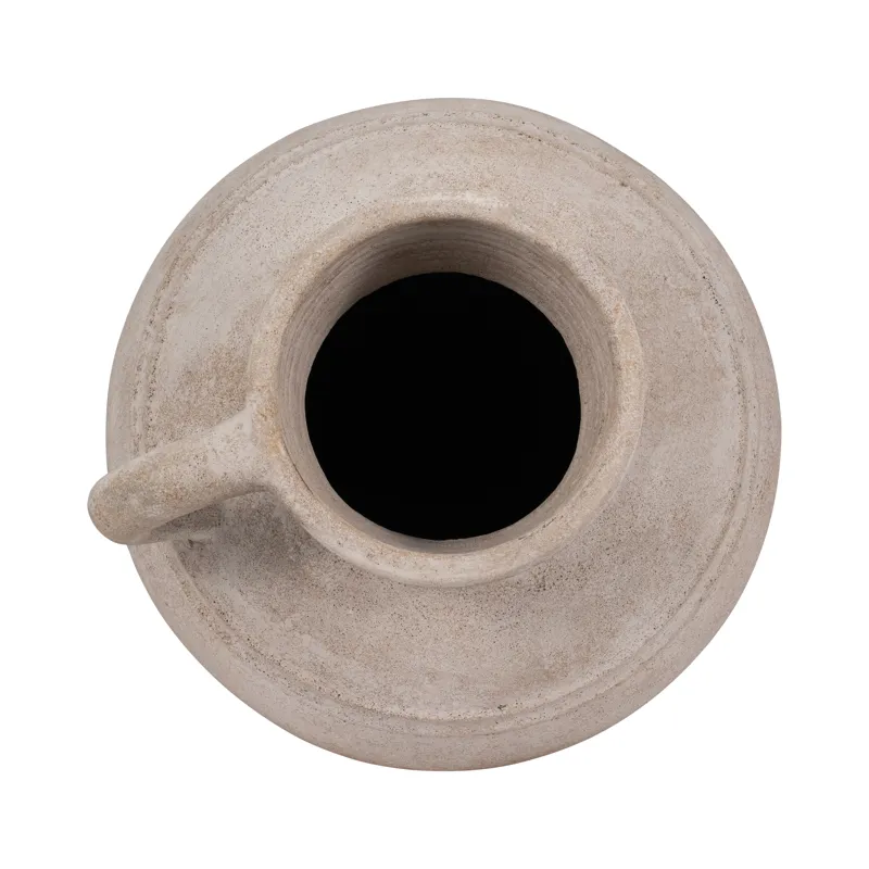 Terracotta, 22\" Jug Vase W/ Handle, Ivory