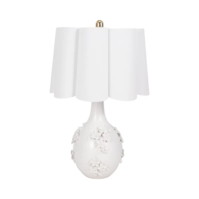 25\" Floral Applique Table Lamp, Cream