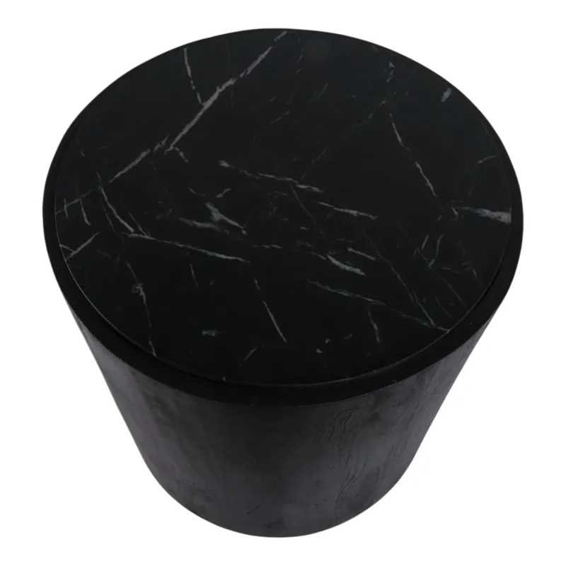 18x18 Marble Inlay Rnd Accent Table, Blk/wht