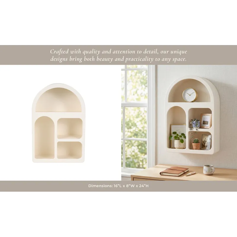 Ec 24\" Arch Rough Finish Wall Shelf, White