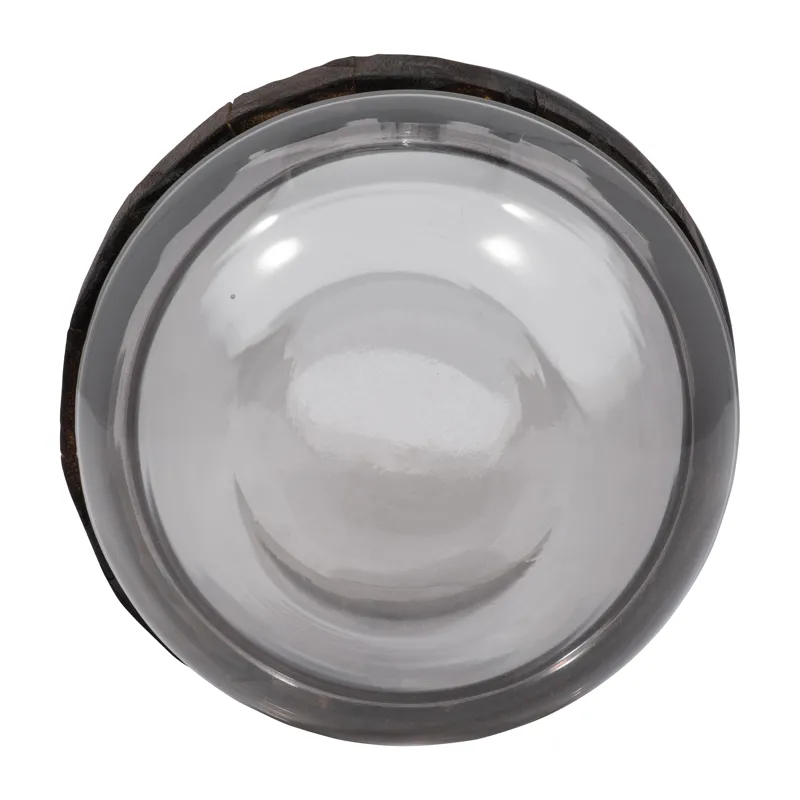 Glass, 10\" Belly Vase W/ Wood Band, Clear