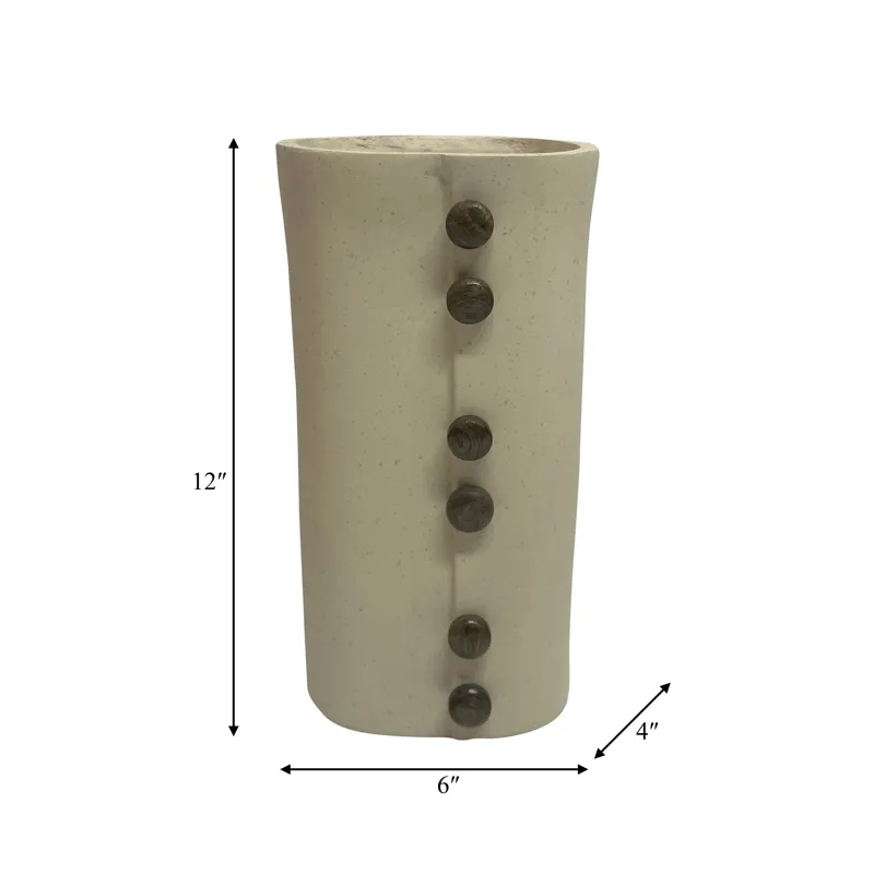 Ecomix, 12\" Button Vase, Ivory