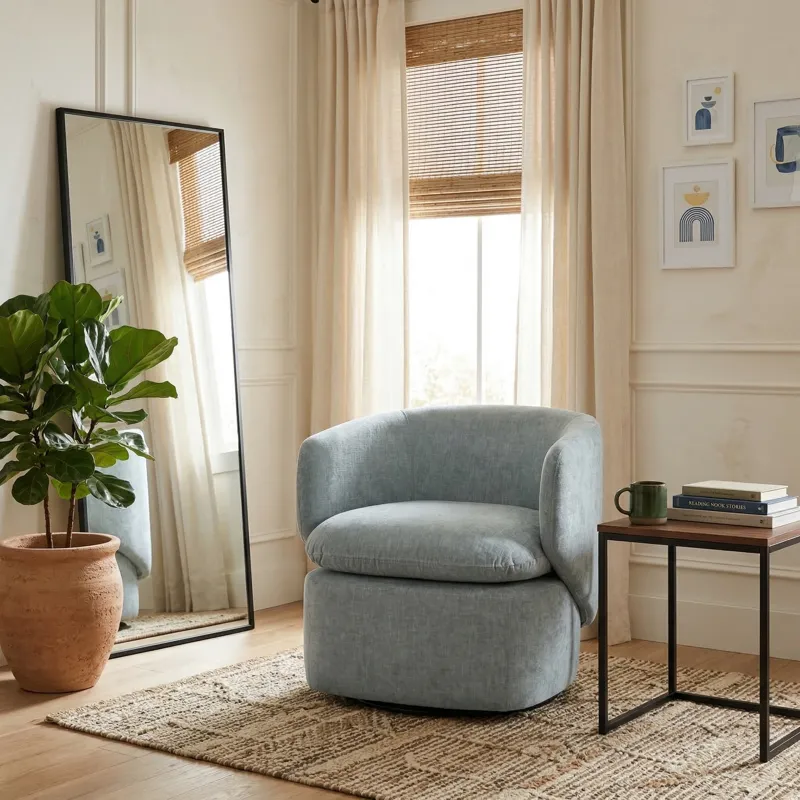 31x30" Modern Swivel Accent Chair, Light Blue