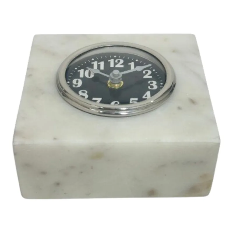 5x5\" Wht Marble Table Clock