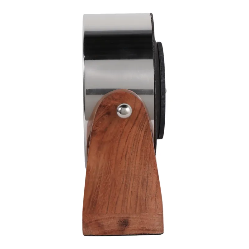 7x7\" Clock On Wood Base, Natural/silver