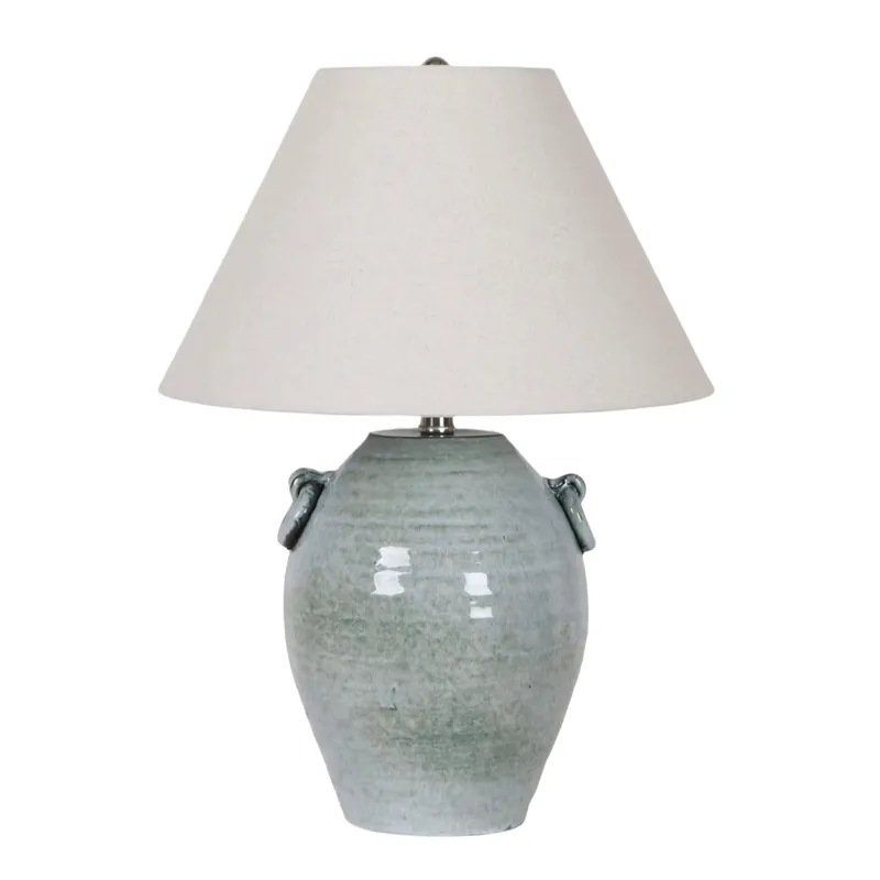 24\" Jug Table Lamp With Handles Tapered Shade,blue
