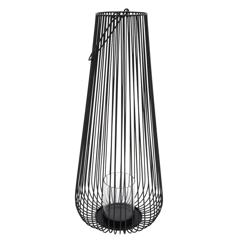 Metal, 25"h Wire Lantern, Black