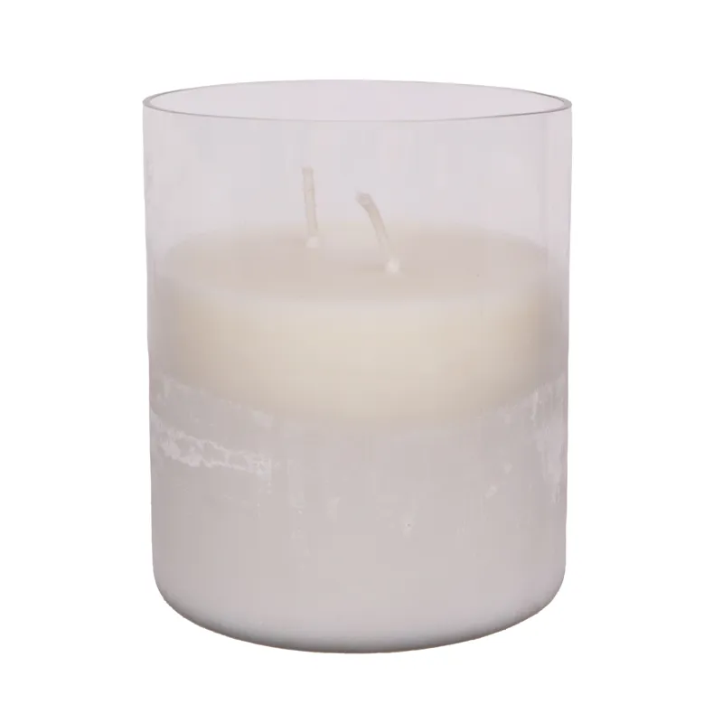 6x5\" 34 Oz Jasmine Frosted Glass Candle, Clear