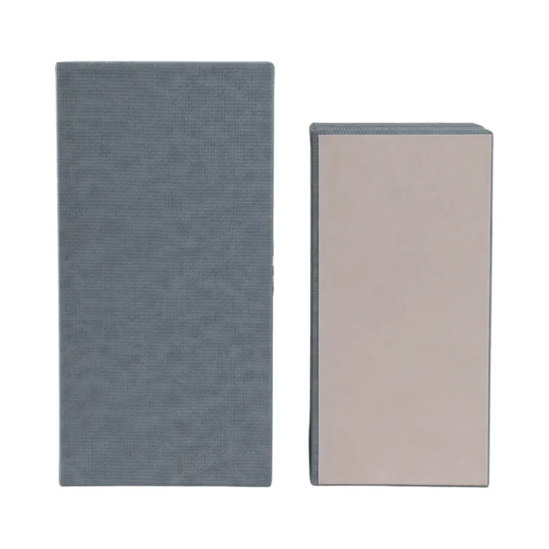S/2 12/14\" Rectangular Faux Leather Boxes, Blue