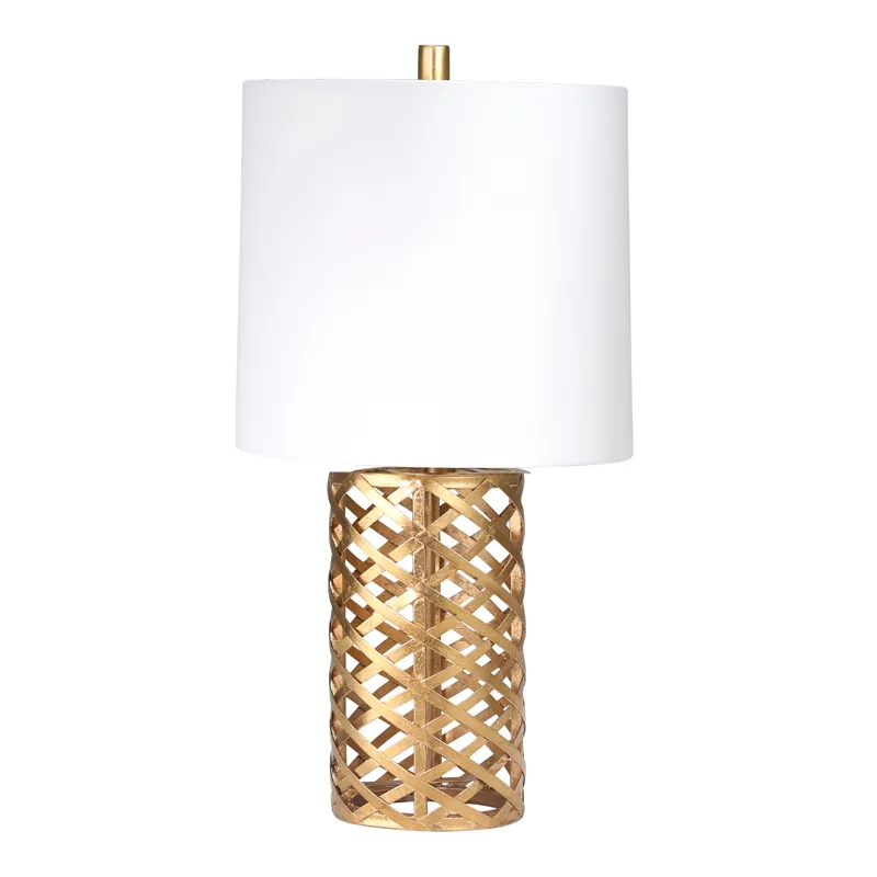 Metal 24" Open Weave Table Lamp, Gold