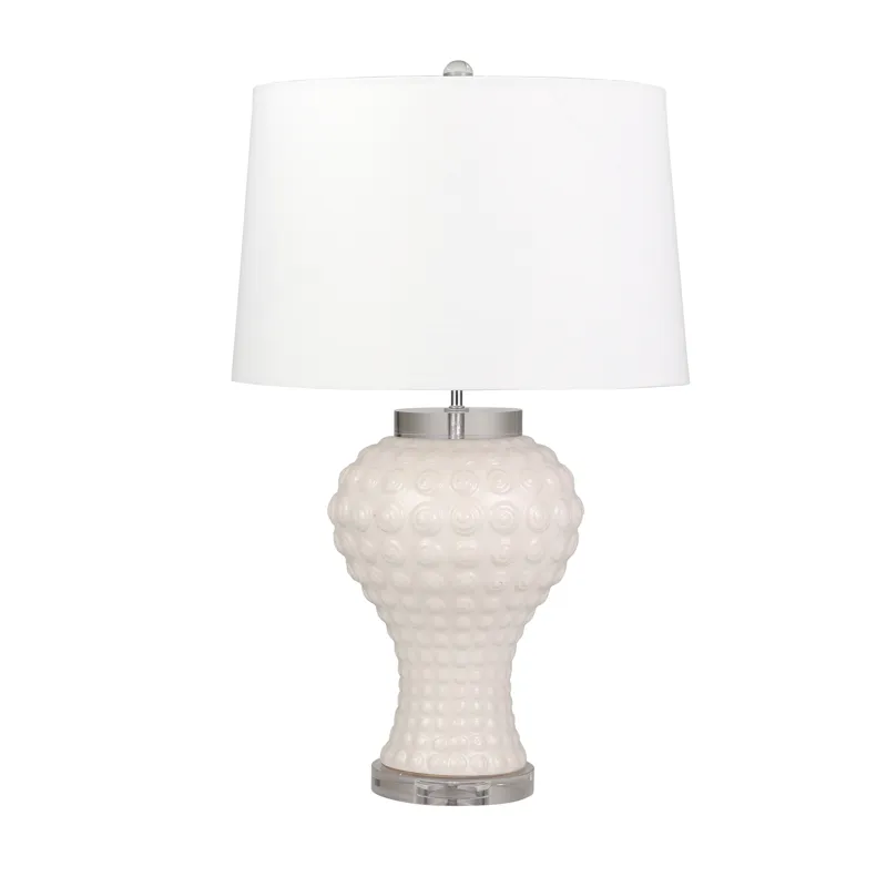 Ceramic 29" Textured Swirls Table Lamp, White