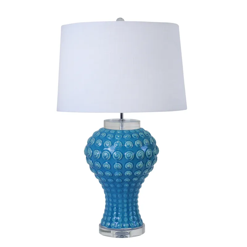 Ceramic 29" Textured Swirls Table Lamp, Turquoise
