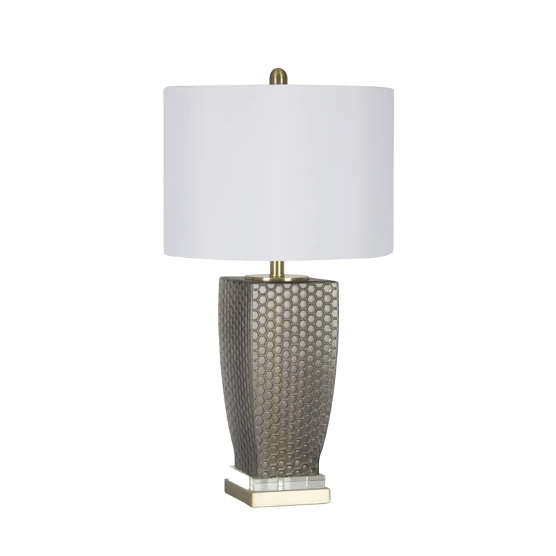 Glass 29" Honeycomb Texture Table Lamp, Sage Green