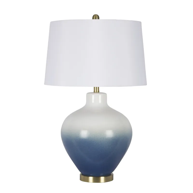 Ceramic 30" Jug Table Lamp, White/blue