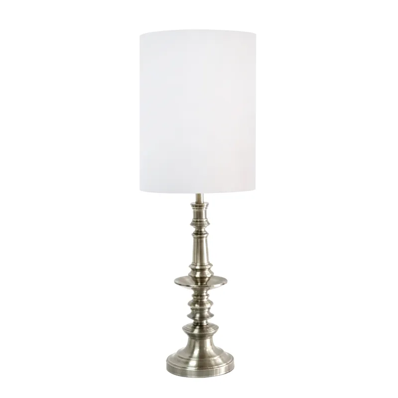 Metal 40" Turned Base Table Lamp, Silver