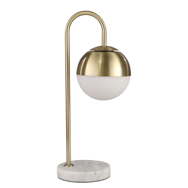 Metal 22" Orb Lamp With Marblebase, Gold