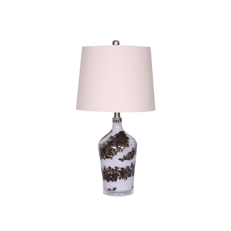 Glass 28" Table Lamp, Multi Black