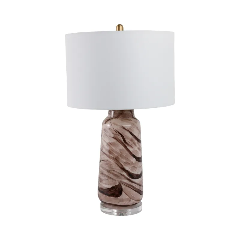 29x17" Swirled Glass Table Lamp, Brown