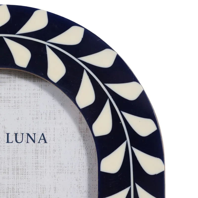 5x7 Vine Inlay Oval Photo Frame, Navy/ivory