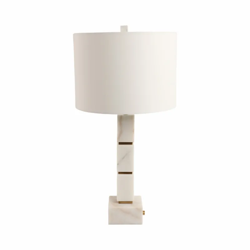 27x14\" Stacked Marble Cubes Lamp Base Switch, Whit