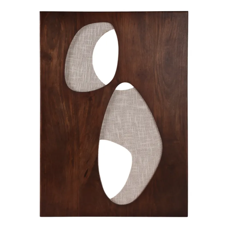 36x26\" Wood&fabric Mix-media Modern Wall Art,brwn