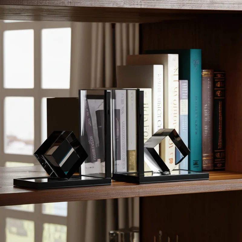 S/2 5x4\" Crystal Cube Bookends, Smoke