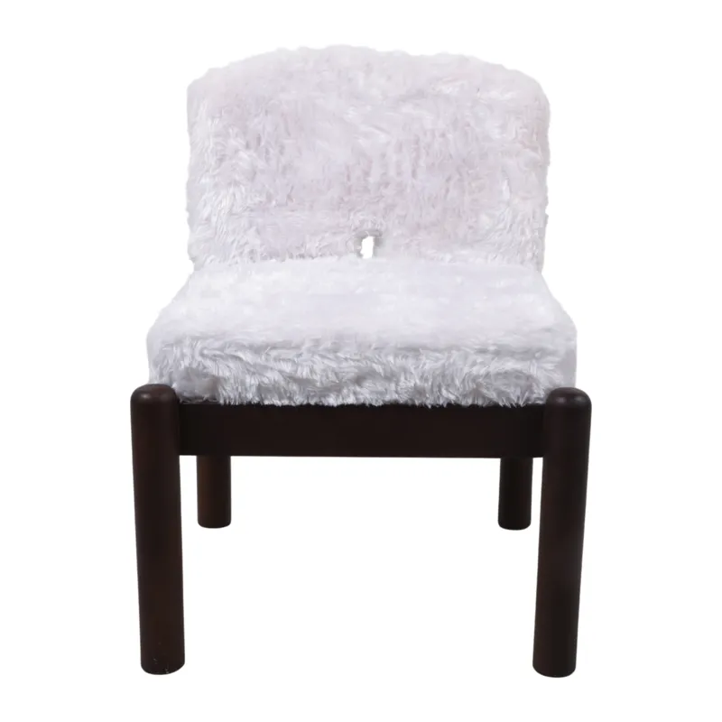 35x29" Faux Fur Accent Chair, White