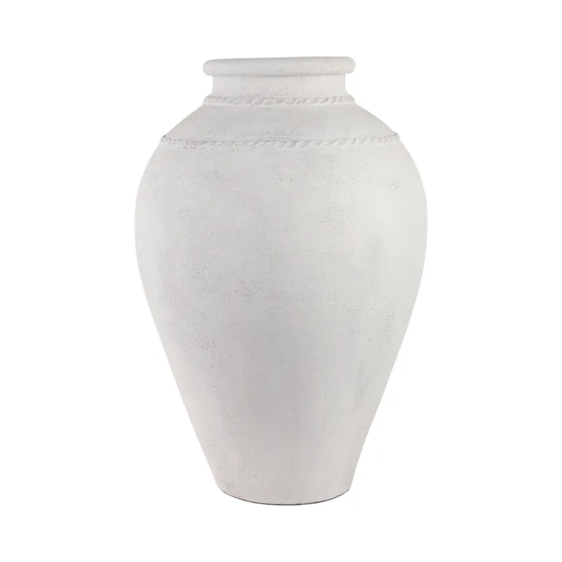 30\" Terracotta Floor Vase, Ivory
