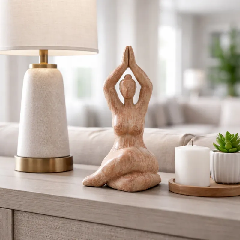 Ec Resin 11" Namaste Female Yoga Figurine, Brown