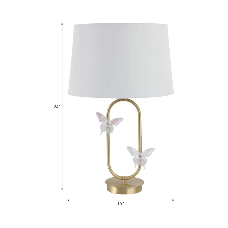 24x15\" Metal Table Lamp With Glass Butterflies, Go