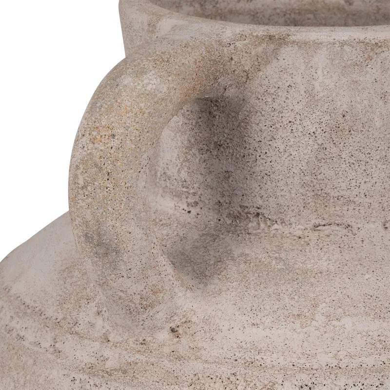 Terracotta, 22\" Jug Vase W/ Handle, Ivory