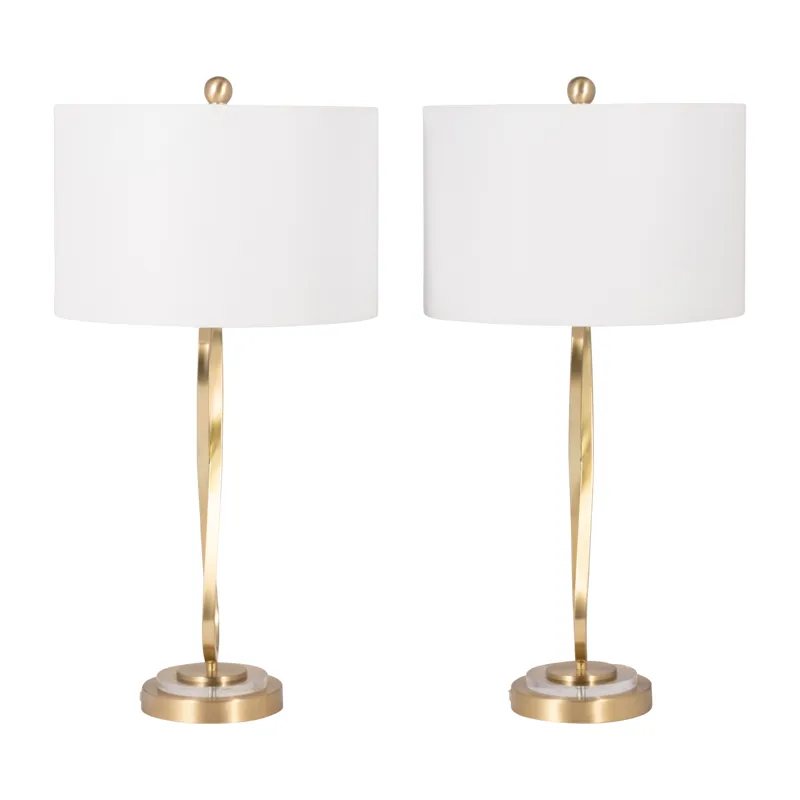 Metal, S/2 28\" Infinity Table Lamps, Gold