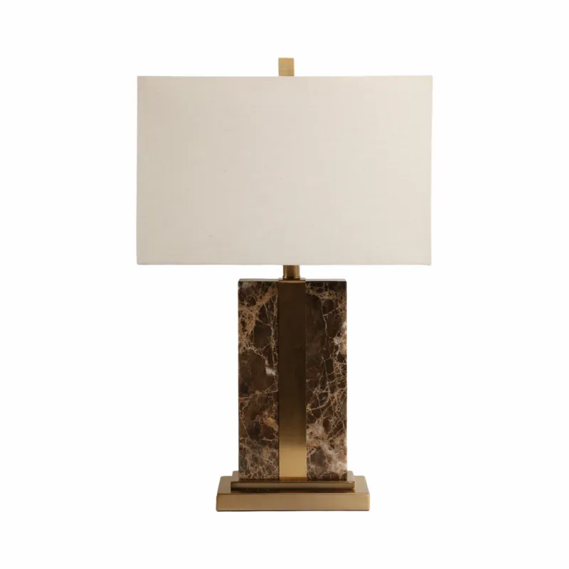 26x16\" Rectangle Marble Lamp W/ Antique Brass, Bro