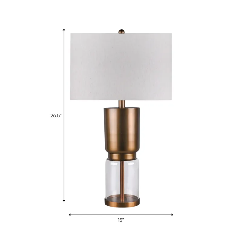 26" Iron And Glass Table Lamp Kd